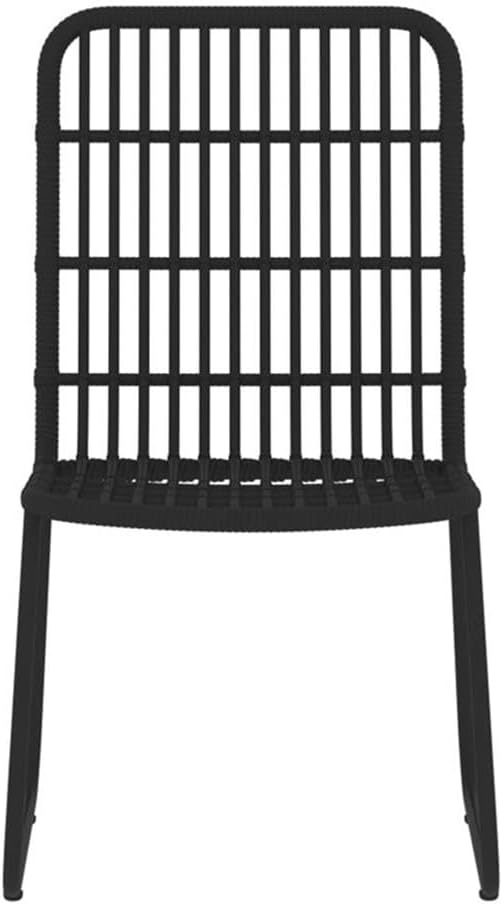 BOWERY HILL Contemporary 5 Piece Dining Set, Powder-Coated Steel Frame, Black Finish, Poly Rattan Accents, 55.1 in Table, UV-Resistant Materials, Lightweight Design, Outdoor Patio Garden Furniture