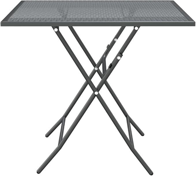5 Piece Patio Dining Set with Expanded Metal Mesh Anthracite Outdoor Furniture for Garden, Backyard, Deck, 7-Position Reclining Chairs with E-Coating, Space-Saving Foldable Table and Chairs Set