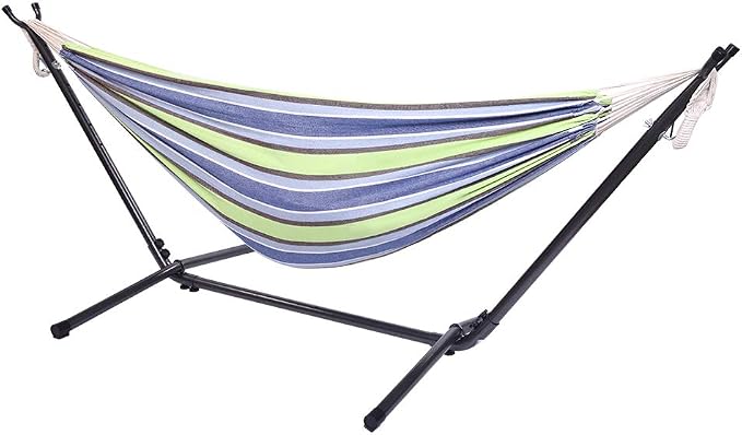 Portable Outdoor Polyester Hammock Set Green