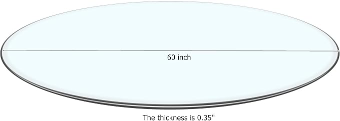 60“ Tempered Glass Table Top Round Transparent Table Surface 3/8'' Thick Pencil Polished Edge Multipurpose for Dining, Coffee, Restaurant and End Table (60 inch)