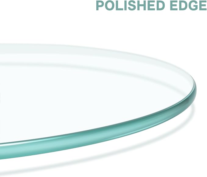 18" Round Glass Table Top, 8mm Thick, Pencil Edge, Clear, Contemporary, Dining, Coffee, Office, Side