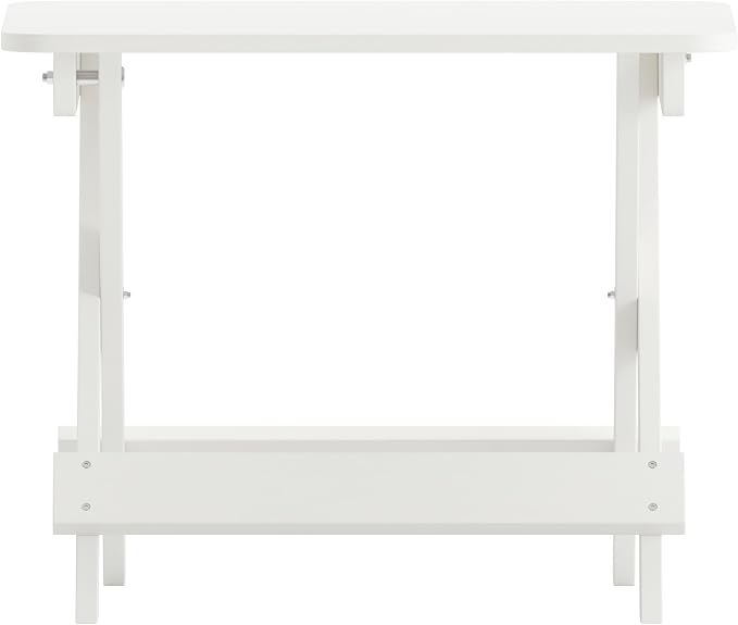 Flash Furniture Halifax Outdoor Folding Side Table, Portable All-Weather HDPE Adirondack Side Table, White
