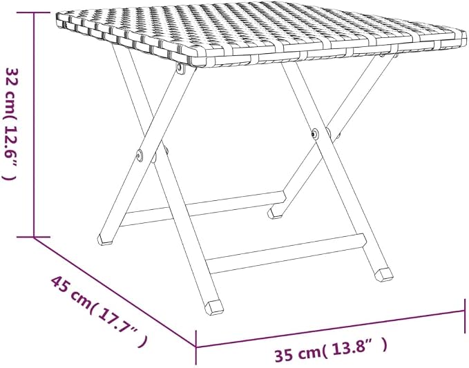 vidaXL Folding Table, Outdoor Garden Furniture Foldable Table, Patio Picnic Table for Porch Deck Lawn Garden Backyard, Gray Poly Rattan