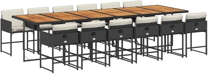13 Piece Patio Dining Set, Foldable PE Rattan Garden Table and Chairs with Washable Cushions, Space Saving Cube Outdoor Furniture for Backyard, Balcony and Deck