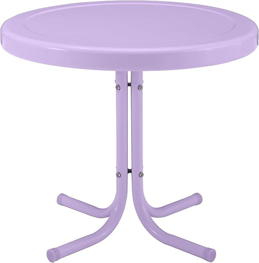 Crosley Furniture Griffith Weather Resistant Retro Metal Outdoor Side Table for Patio, Deck, Porch, Lavender Gloss