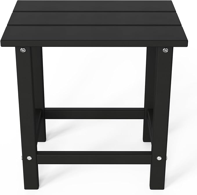 VINGLI Outdoor Side Table, HDPE All-Weather Poly Lumber Patio Side Table End Tables for Porch Backyard Poolside (Black)