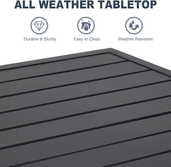 Anmutig 7-Piece Outdoor Dining Set, 6 Swivel Patio Chairs & 60'' Rectangular Dining Table with All Weather Frame Furniture Set - Navy Style1
