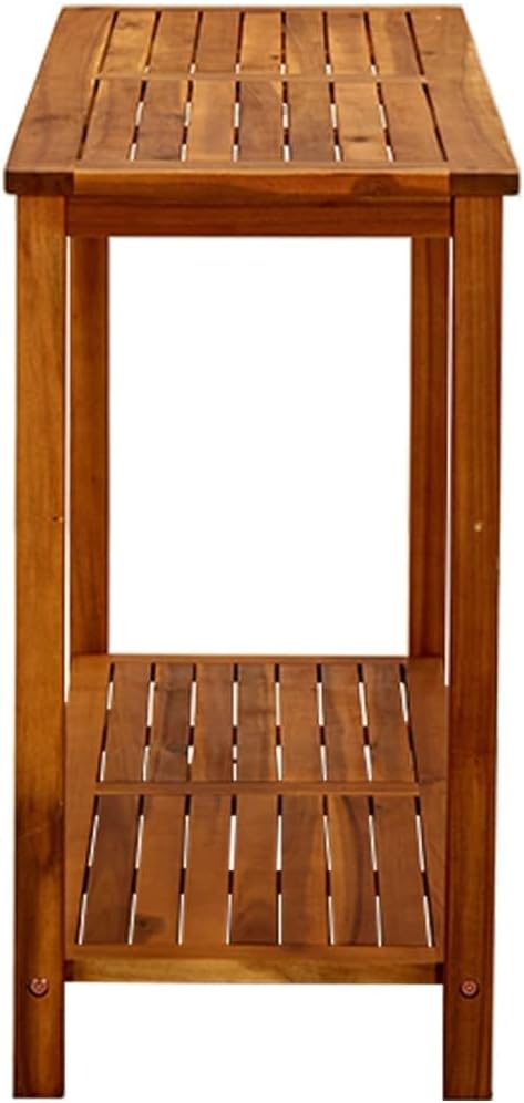 vidaXL Solid Acacia Wood Patio Console Table - Entryway Accent Hallway Table with Storage Shelf 43.3"x15.7"x29.5"