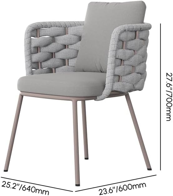 7-Piece Outdoor Dining Set - 70.9'' Sintered Stone Top Dining Table with 6 Rope Woven Armchairs, Aluminum Frame, and Cushions for Patio, Garden, and Outdoor Dining
