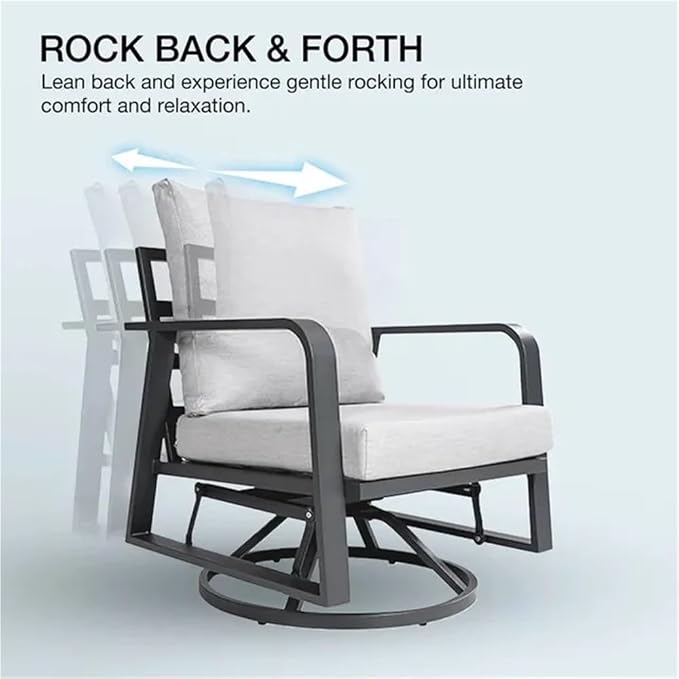 5-Piece Outdoor Sofa Patio Furniture Set All-Weather Aluminum Frame with Swivel Rocking Chairs Outdoor Sofa Bistro Set