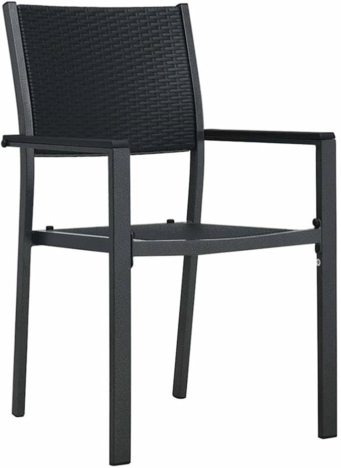 Afuera Living 7-Piece Powder-Coated Steel Garden Dining Set, Black Finish, Weather-Resistant UV-Protected Materials, Seating for 6, Modern Outdoor Patio Furniture for Spring and Summer