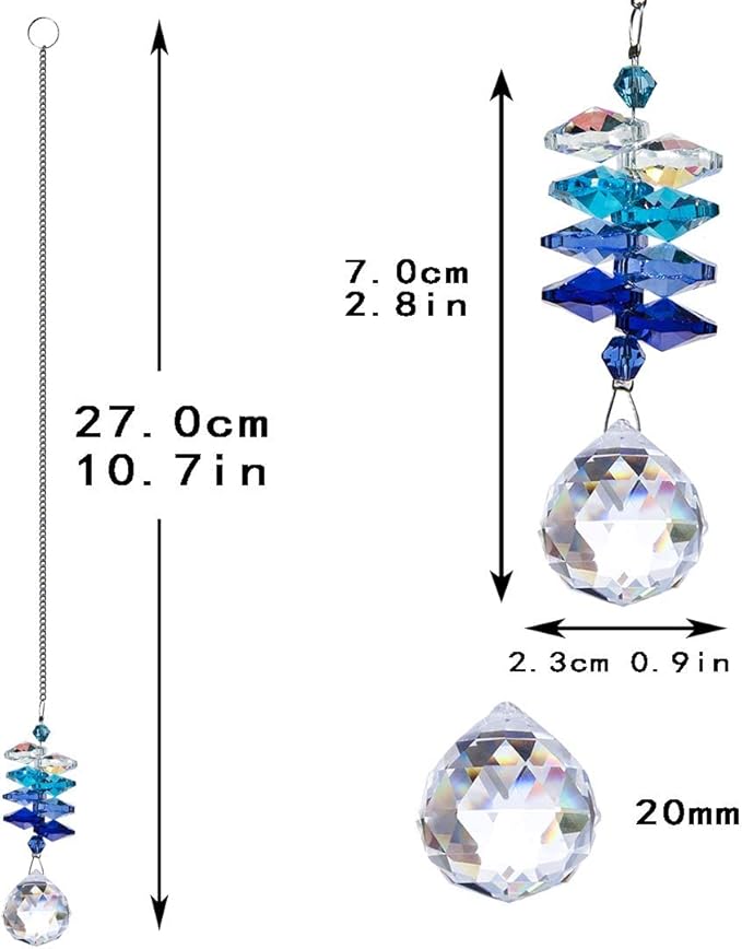 4PCS Crystal Prisms Suncatchers Hanging Sun Catchers for Window Indoor | Rainbow Maker Suncatchers Crystals Ball Prism Chakra Octagon Bead Decor For Home Garden,10.5inch,Christmas Tree Decorations
