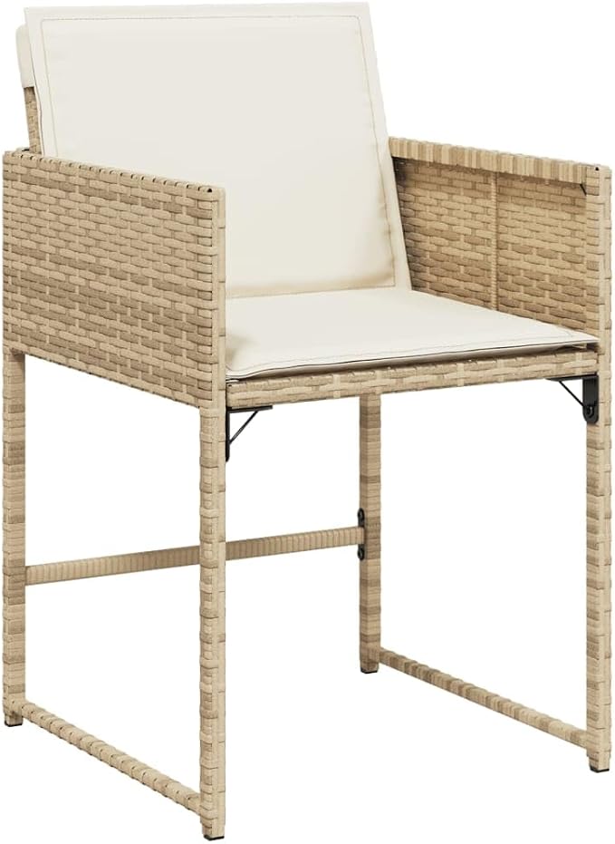 7 Pcs Set Patio Dining Set & Garden Dining Set Beige PE Rattan Balcony Furniture Outdoor Patio Furniture Set for Backyard Front Porch Lawn 65 x 41.7 x 28.7 in