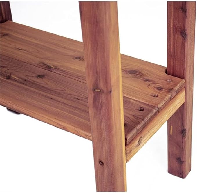 Pemberly Row Traditional Solid Wood Cedar Rectangle Side Table, Brown Finish, Eastern Red Cedar, Oil-Based Sealer, Handcrafted Patio End Table for Outdoor Seating Spaces