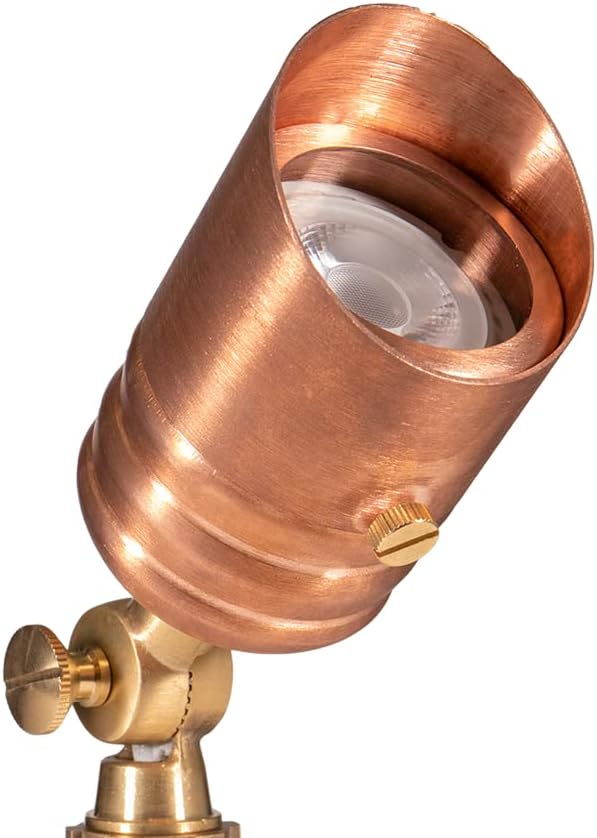 VOLT Fat Boy 12V Outdoor Mini Spotlight (Copper) with 5W 2700K Warm White 400 Lumen MR16 LED Bulb for Low Voltage Landscape Lighting of Yard, Lawn, Garden, Patio, Trees & House