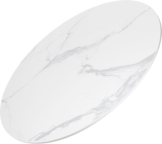 ZL ZELing 37" Round Sintered Stone Table Top - Weather-Resistant White All-Season Surface for Indoor/Outdoor Use, Versatile for Dining Tables, Coffee Tables & Side Table