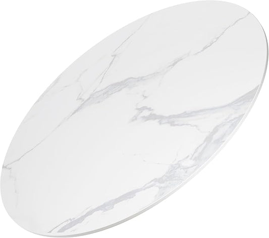 ZL ZELing 37" Round Sintered Stone Table Top - Weather-Resistant White All-Season Surface for Indoor/Outdoor Use, Versatile for Dining Tables, Coffee Tables & Side Table