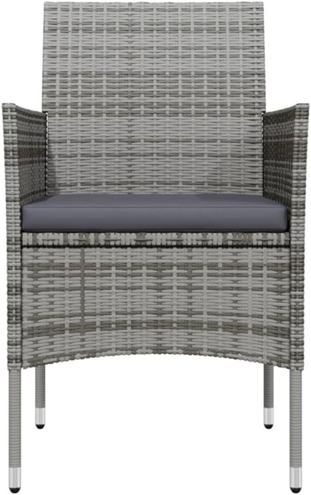 BOWERY HILL 7 Piece Outdoor Patio Dining Set, Glass Tabletop, Durable PE Rattan and Powder-Coated Steel, Gray and Black Finish, Weather-Resistant Garden Furniture for Terrace and Balcony