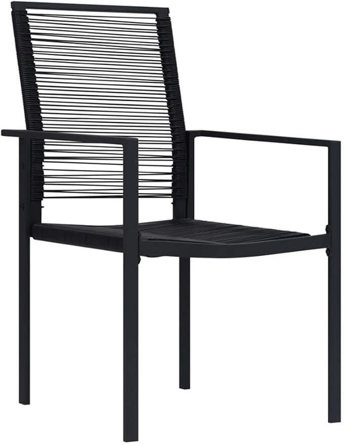Afuera Living 7-Piece Patio Dining Set, Rectangular Black Glass Table, Powder-Coated Steel Frame, Weather-Resistant Modern Outdoor Furniture with 6 Chairs, Comfortable Seating for Garden or Terrace