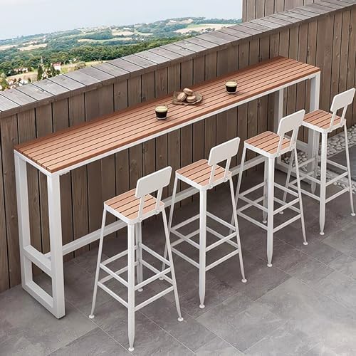 Waterproof Outdoor Bar Table - Wooden Balcony Pub Table for Railings, Counter Height, Durable Patio Furniture, Perfect for Outdoor Entertaining