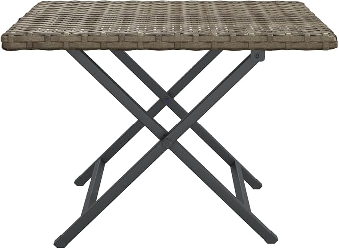 vidaXL Folding Table, Outdoor Garden Furniture Foldable Table, Patio Picnic Table for Porch Deck Lawn Garden Backyard, Gray Poly Rattan