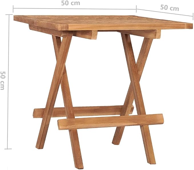 vidaXL Folding Patio Table, Outdoor Table, Garden Furniture for Backyard Lawn Balcony Terrace Picnic, Tea Table, Farmhouse Style, Solid Teak Wood