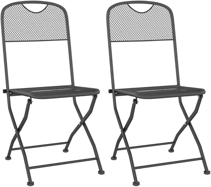 Afuera Living Contemporary Patio Dining Set, Square Steel Table with 2 Foldable Chairs, Anthracite/Gray Finish, Weather-Resistant, Compact Design for Small Balconies, Terrace, or Garden Outdoor Use
