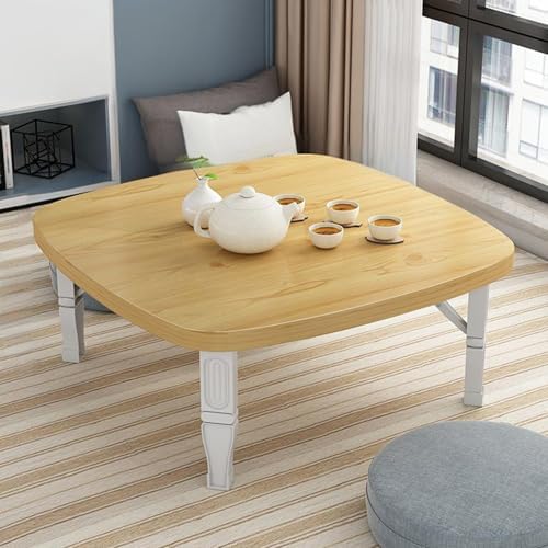 Japanese Folding Low Table - Wooden Space-Saving Floor Desk for Bedroom & Outdoor Use, Ideal for Tea Room, 31.5x31.5 in, Portable & Stylish Design