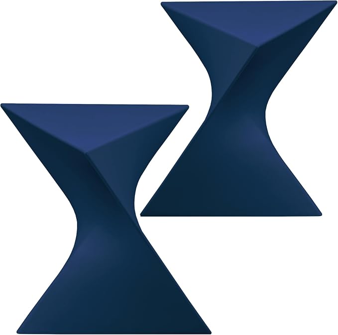 LeisureMod 15.75" Triangular Side Table, Stackable Plastic Accent End Table for Indoor & Outdoor Use, Weather-Resistant Modern Patio & Living Room Table, Set of 2, Navy Blue