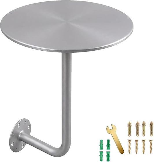Wall Mounted Round Table, 12-20in Bar Table with L-Type Bracket, Floating Side Table for Indoor/Outdoor Use, 25kg Load Capacity