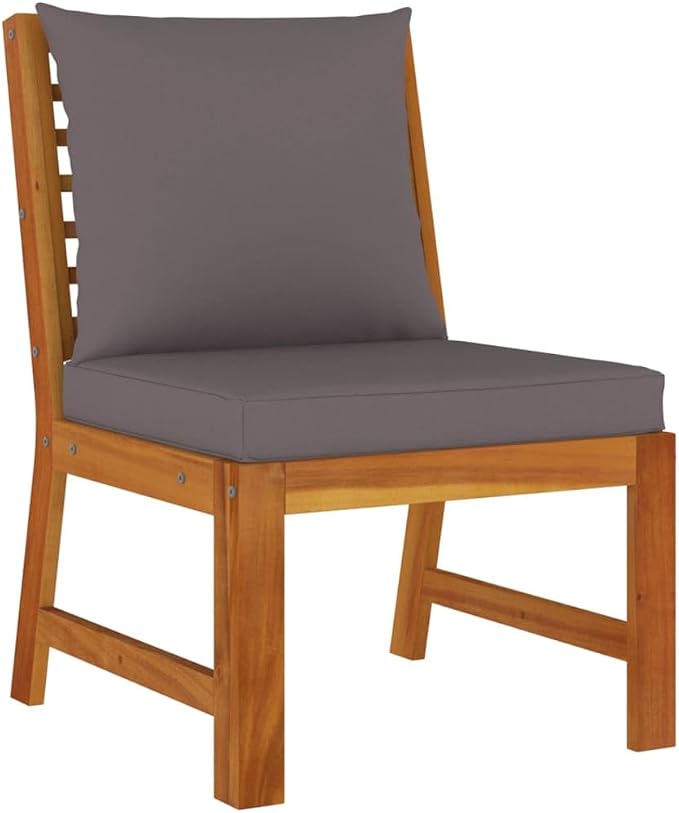 7 Piece Patio Dining Set with Cushions, Solid Acacia Wood Outdoor Garden Furniture with Thick Padded Seats, Rustic Brown Terrace Sofa and Table Set
