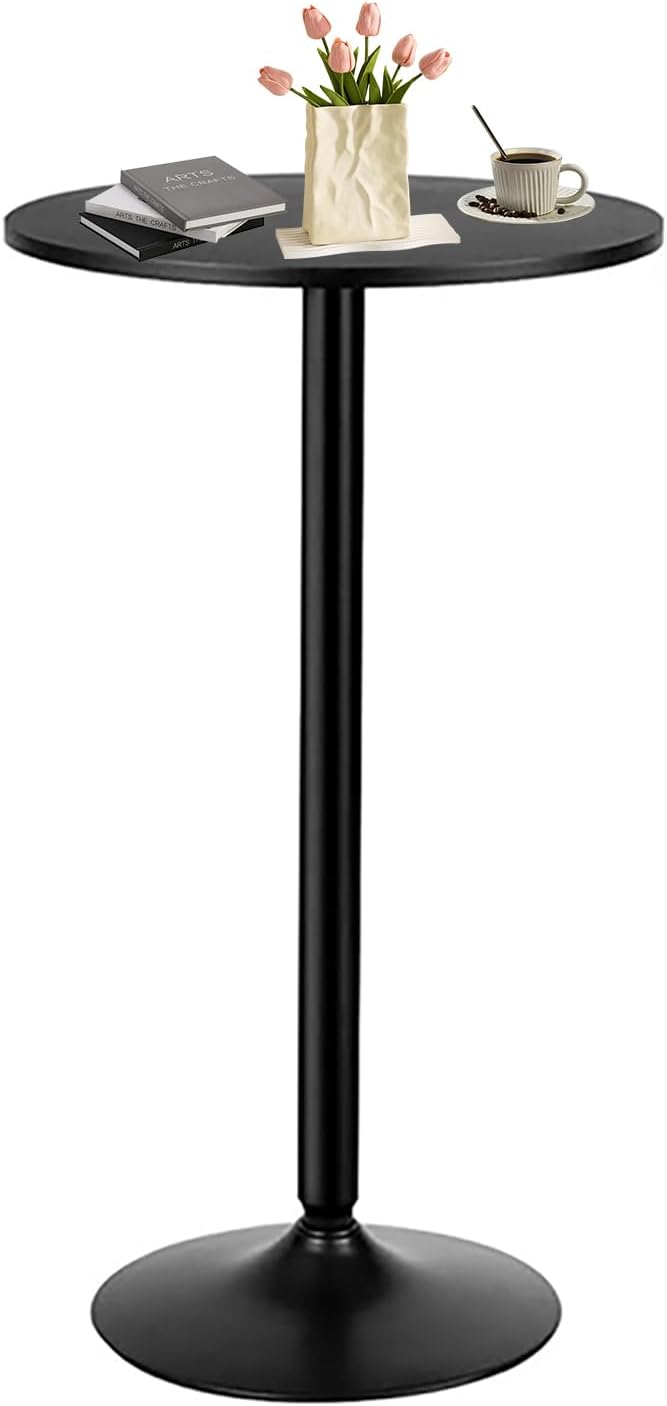 ERGOMASTER Two-in-one Adjustable Height Bar Tables – 24 inch Round Cocktail Table with Sturdy Metal Base, 120 lbs Capacity, 40"/22" Two Convertible Height for Living Room,Restaurant Bistro