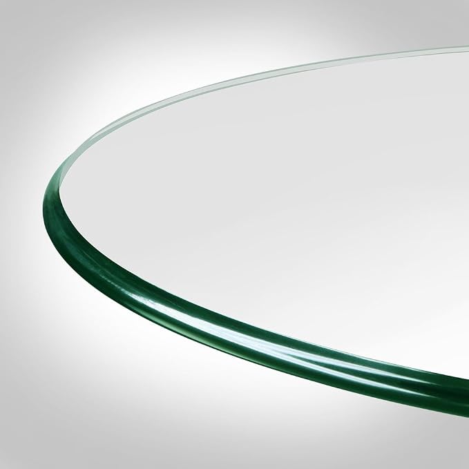 Dulles Glass 36 inch Round Glass Table Top - Tempered - 3/8" Thick Glass Surface, Safe Ogee Edge, Multipurpose for Dining Table, Patio, Coffee and End Table