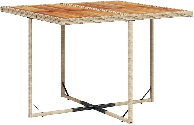 11-Piece Outdoor Dining Set, 10-Seater PE Rattan Patio Furniture with Acacia Wood Tabletop and Padded Cushions for Garden Backyard