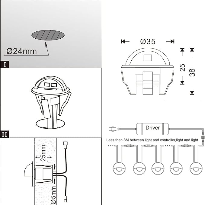 Pack of 6 LED Deck Lights kit Outdoor Garden Yard Decoration Lamp Recessed Landscape Pathway Step Cool White Lighting, Bronze