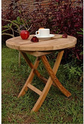 Anderson Teak Bahama Mini Side Round Folding Table, 20"