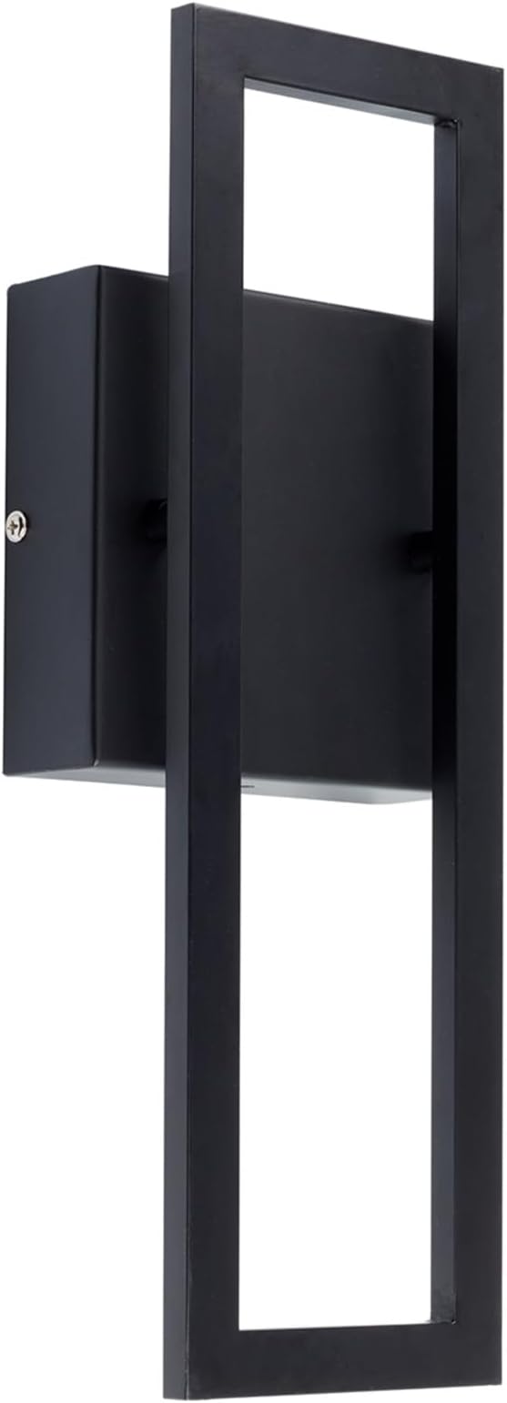 Globe Electric 51432 LED Integrated Outdoor Indoor Wall Sconce, Black, 17 Watts, 520 Lumens, Back Porch Lights, Front Patio, Garage Fixture, Exterior Lighting for House