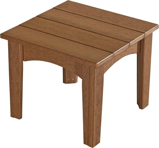 LuxCraft Island End Table – HDPE Poly Lumber Outdoor Side Table, Weatherproof Patio Accent Table, Low-Maintenance Porch Furniture (Antique Mahogany)