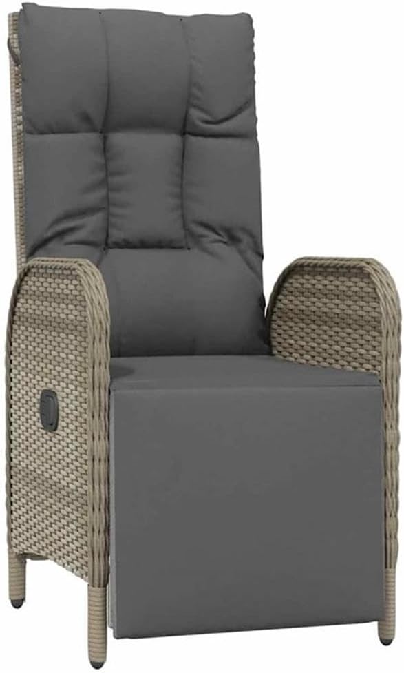 Afuera Living 5 Piece Poly Rattan Patio Dining Set, Gray, Weather-Resistant Cushions, Powder-Coated Steel Frame, Tempered Glass Tabletop, UV Resistant, Modern Outdoor Furniture for Garden, Balcony,