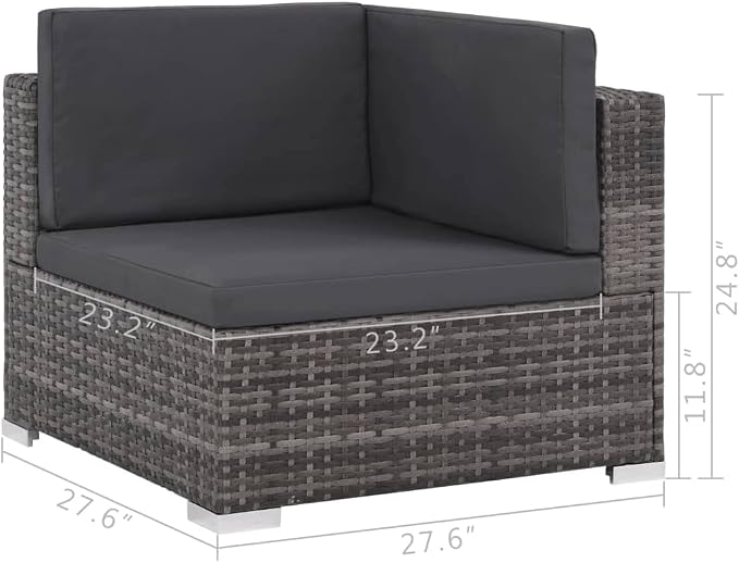 vidaXL Patio Furniture Set 6 Piece, Patio Conversation Set with Cushions, Outdoor Sectional Sofa with Coffee Table for Garden, Poly Rattan Gray