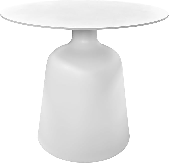 TWT 19.5 Inch Round Pedestal Side Table, Modern Minimalist End Table with Stable Bell Base, Small Coffee Accent Table for Indoor Outdoor Living Room Bedroom Patio Balcony, White