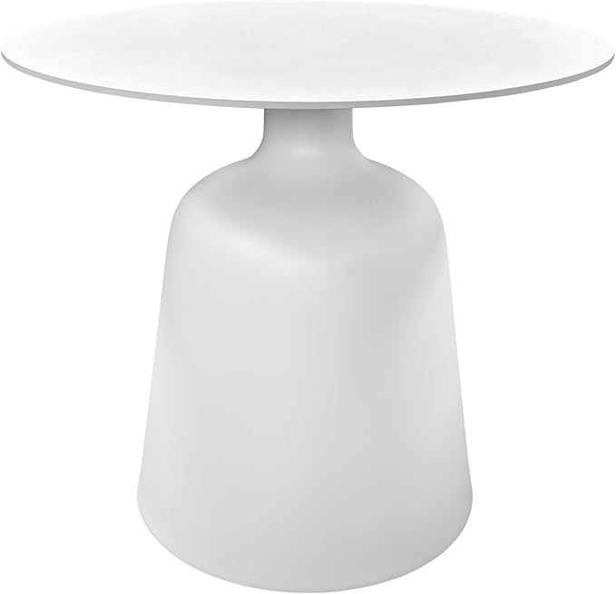 19.5" Round Pedestal Side Table, Stable Bell Base Modern Minimalist End Table, Small Coffee Accent Table for Living Room Bedroom Patio Balcony Indoor Outdoor, White