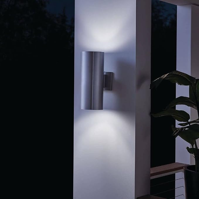 Kichler 9246BA Two Light Indoor/Outdoor Wall Mount, Brushed Aluminum, 15"