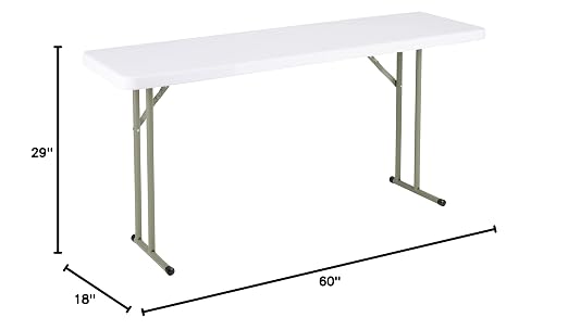 Norwood Commercial Furniture 5' Indoor/Outdoor Folding Training Table, Rectangular Blow-Molded Plastic Folding Training and Event Table, White