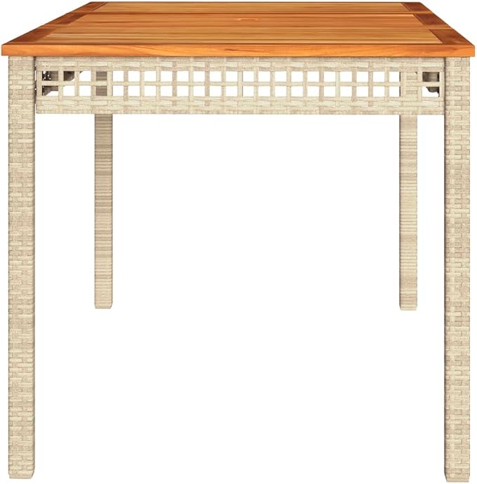 Patio Table & Picnic Table Beige PE Rattan Outdoor Table Poolside Table for Patio Garden Backyard 55.1 x 31.5 x 29.5 in