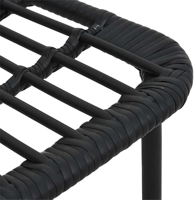 Afuera Living 5-Piece Patio Dining Set, Poly Rattan, Powder-Coated Steel & Glass, Black Finish, Square Table & Comfortable Chairs, Modern Outdoor Furniture for Garden, Terrace, or Balcony Use
