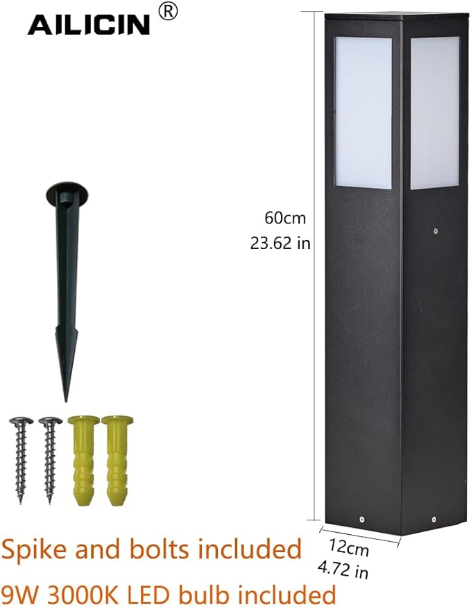 Outdoor Path Light, Post Lights,LED Bollard Lamp for Walkway, Garden, Yard (24 inches)