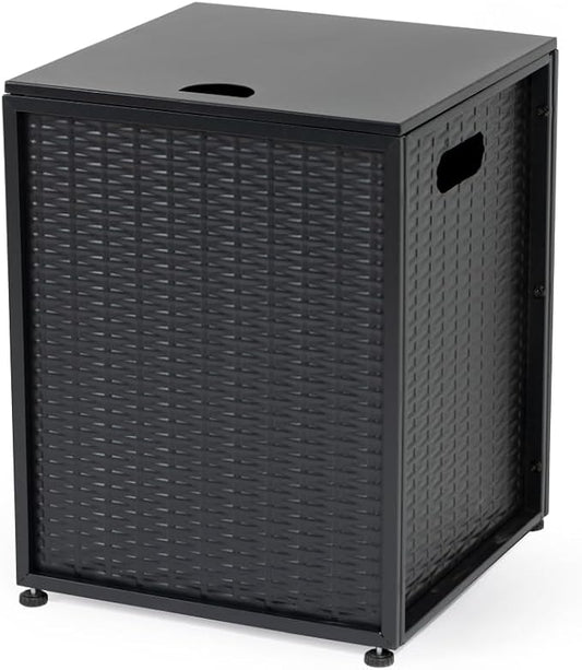 Propane Tank Cover, Woven Rattan Surface Gas Cylinder Hideaway and Outdoor Tank Holder for Patio Fire Pit Table, Backyard Garden Deck Storage