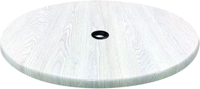 36" Diameter White Ash, Indoor/Outdoor All-Season EnduroTop Table Top with Umbrella Hole