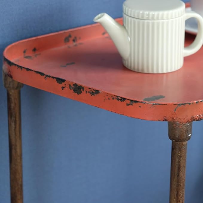 Rustic Farmhouse End Table,Distressed Patio Side Table Metal Outdoor Table for Garden,Balcony,Yard or Lawn (Table B)